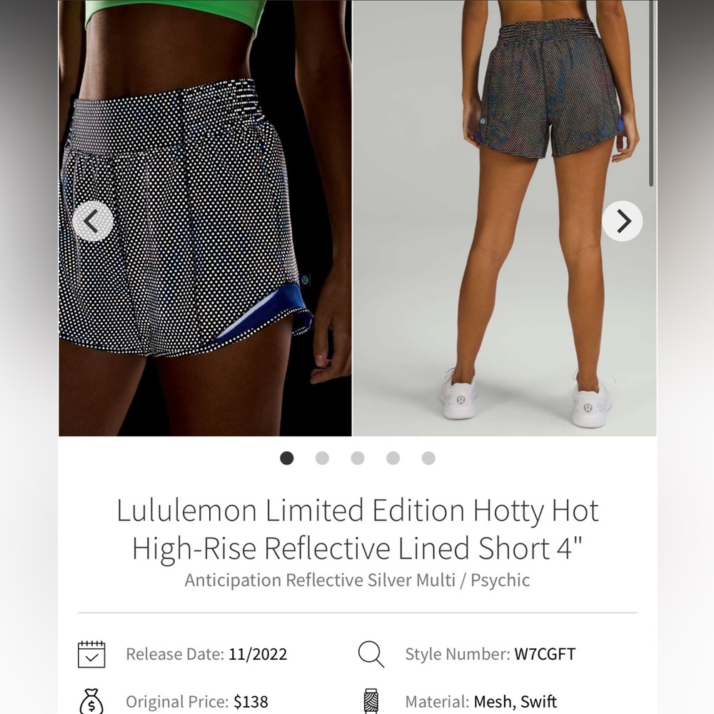Lululemon Limited Edition HOTTY Hot High-Rise Reflective Lined Shorts 4”